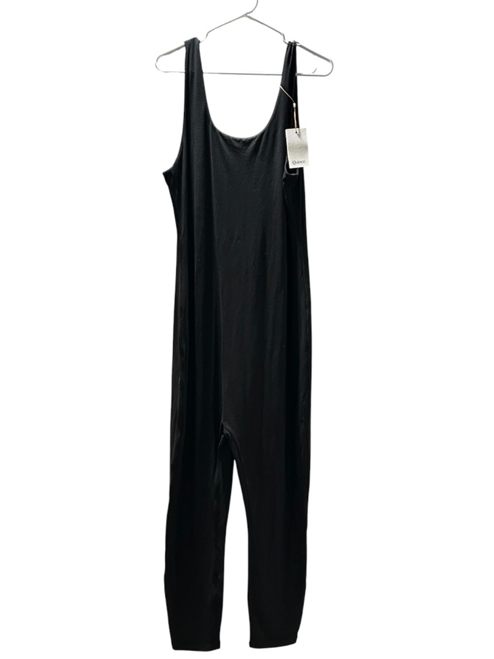Quince Recycled Knit Maternity Unitard Black Spaghetti Strap XL